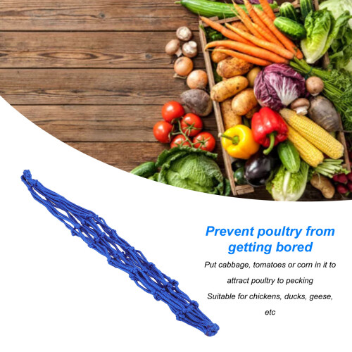 Large Blue Mesh Poultry Feeding Bag with Hook for Chicken and Ducks 2