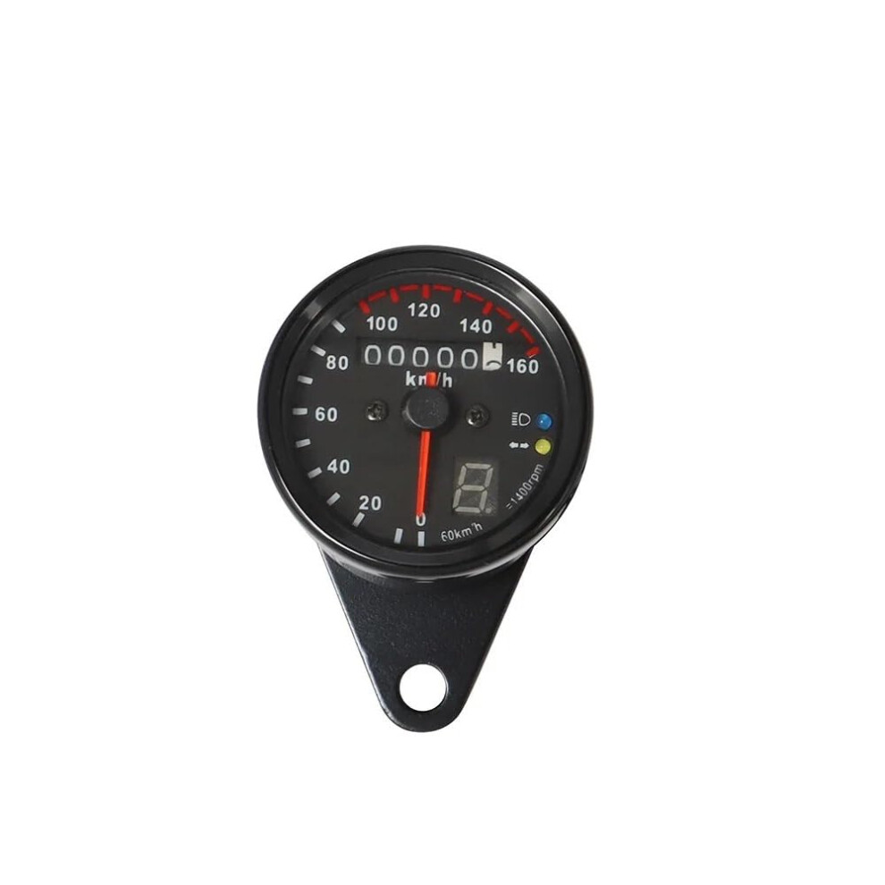 Vintage Motorcycle Speedometer And Odometer With Gear Display, Multifunction Gauge, Black 9199774001267