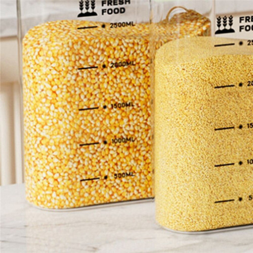 Transparent Kitchen Grain Storage Container with Handle, 2300ml, Moisture-Proof and Insect-Resistant 2