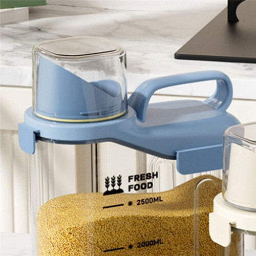 Transparent Kitchen Grain Storage Container with Handle, 2300ml, Moisture-Proof and Insect-Resistant 1