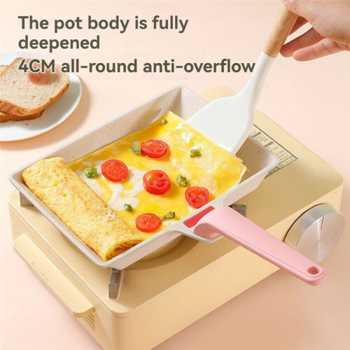 Breakfast Pot Wheat Rice Stone Nonstick Household Rectangular Omelet Smokeless Pan(22 cm) 2