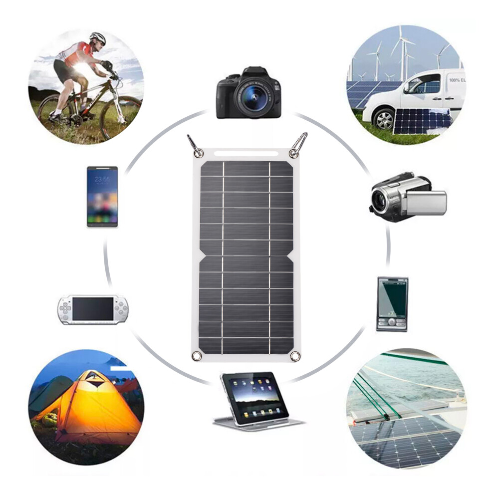 6W 5V Monocrystalline Solar Panel With Usb & Carabiner For Camping, 29X14.5cm 5071375210702
