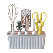 Set di Utensili da Cucina Coltello da Frutta, Forbici, Pelapatate per Frutta e Verdura, Apribottiglie Combinazione Multifunzione con Base B