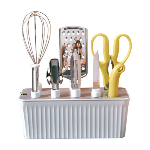 Kitchen Tool Set Fruit Knife, Scissors, Fruit and Vegetable Peeler, Bottle Opener Multi-Function Combination with Base B