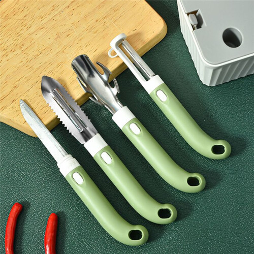 Kitchen Tool Set Fruit Knife, Scissors, Fruit and Vegetable Peeler, Bottle Opener Multi-Function Combination with Base B 2