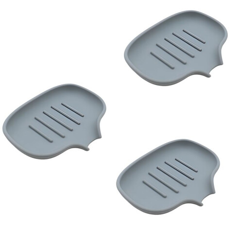 Self Draining Soap Dish, Quick Drain, Bathroom Soap Dish Silicone Soap Tray for Kitchen Light Gray