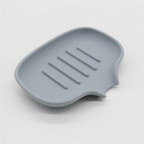 Self Draining Soap Dish, Quick Drain, Bathroom Soap Dish Silicone Soap Tray for Kitchen Light Gray 1