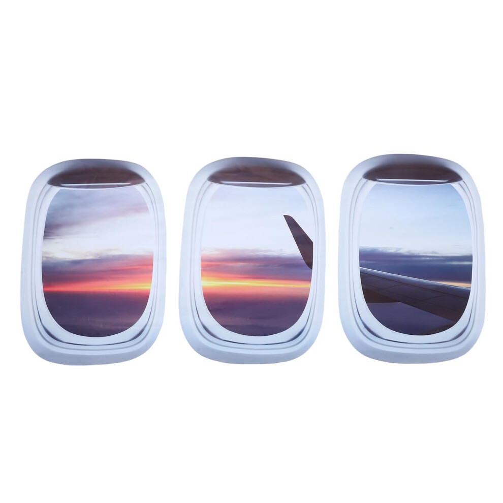 3PCS 3D Peel and Stick Aircraft Window Wall Decals, Removable Aviation-Themed Stickers for Kids Room, Playroom Decor