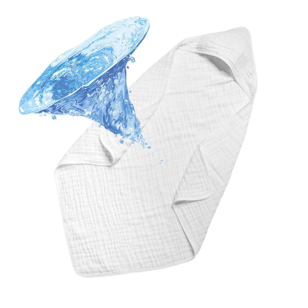 Baby Hooded Towel 35X35 Inch Cotton Quickdrying Bath Towel For Baby Bath Time Nursery Spa White