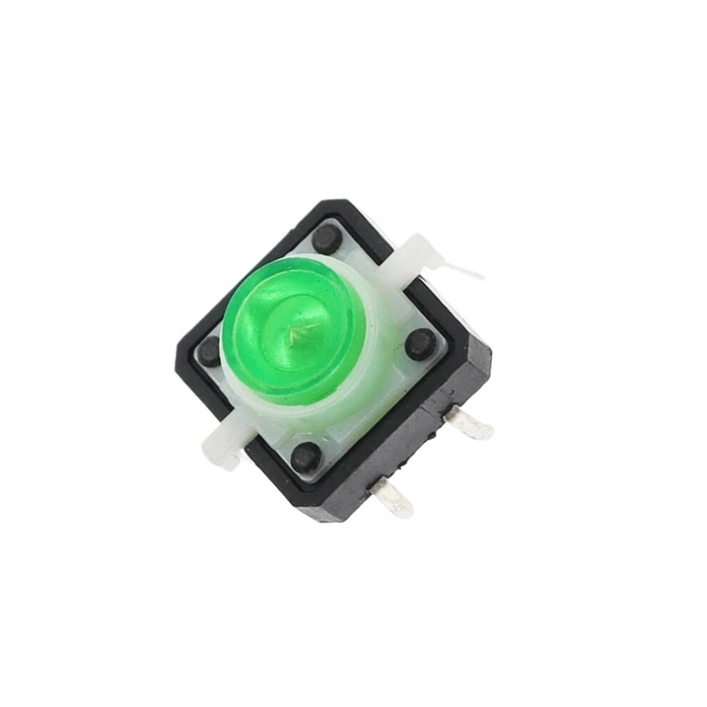 5Pcs 12X12mm Green Led Tactile Switch Momentary Push Button Reset 12X12x7.3mm 9347817520934