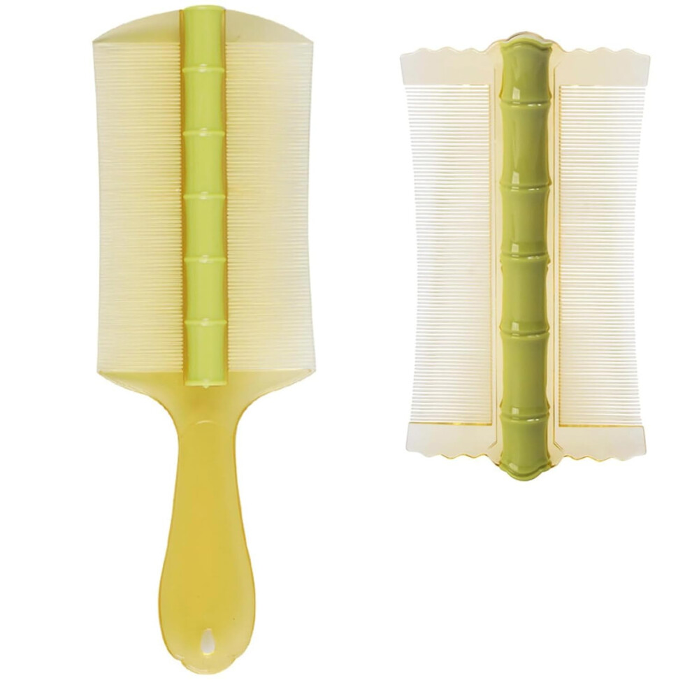 2 Pcs DoubleSided Lice and Dandruff Comb Set with Fine Teeth for All Hair Types, Green