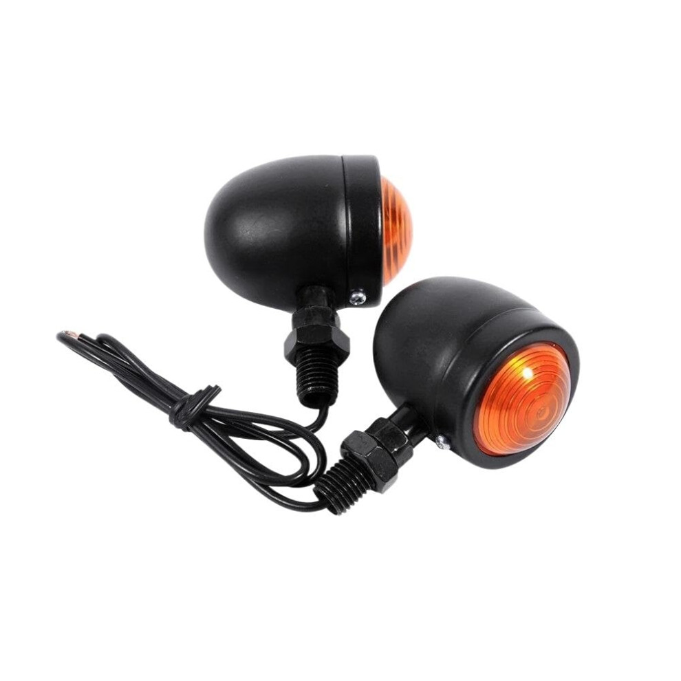 Motorcycle Indicators 2Pcs Metal Shell Turn Signal Lights Retro Blinker Lamp Energy Saving Compatible With Motorbikes Black/Yellow 9199774003056