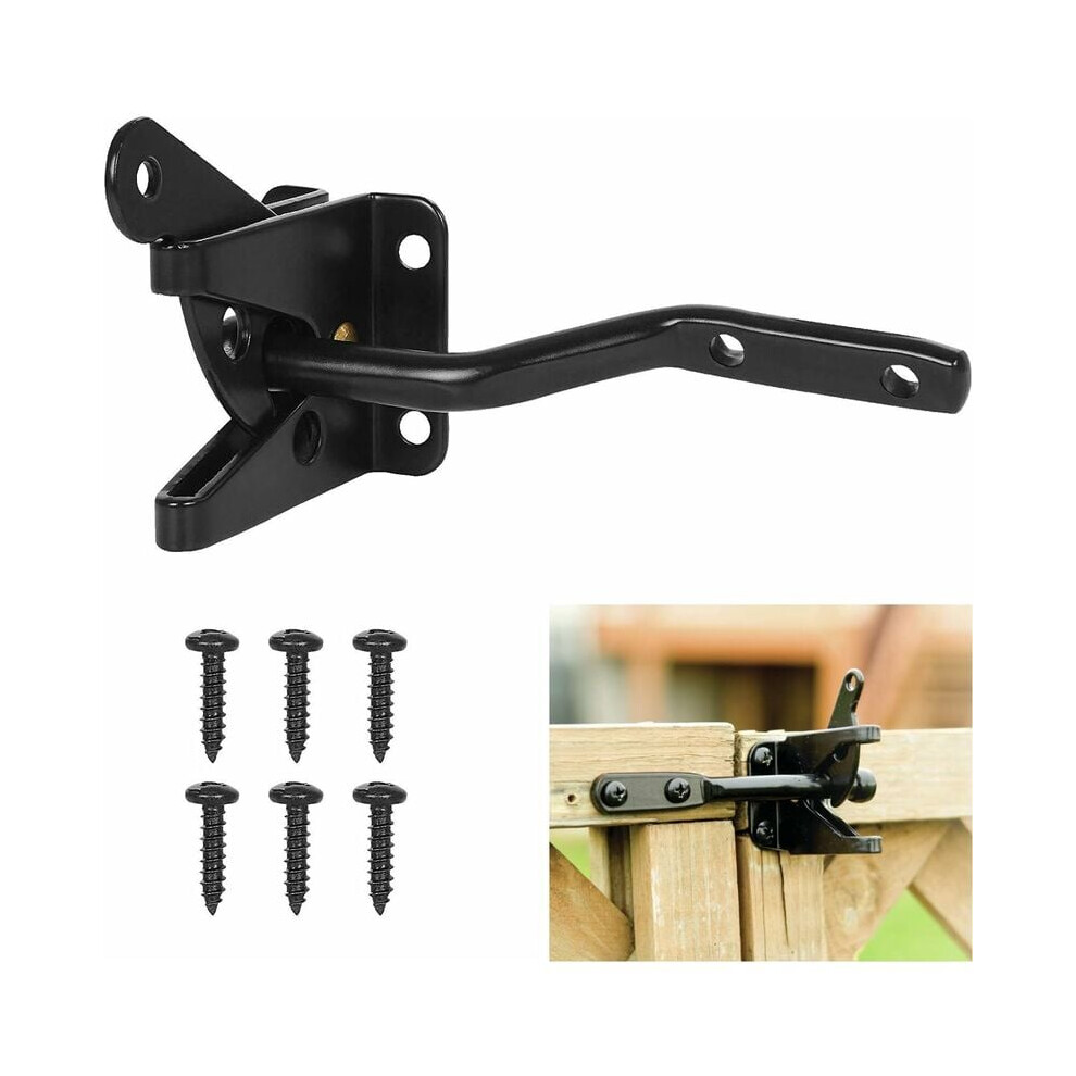 Rust Resistance Gate Hardware, Heavy Duty Steel Self-Locking Latch With Automatic Gravity Lever, Black Powder Coated For Outdoor Durability, Easy To 9358999675398