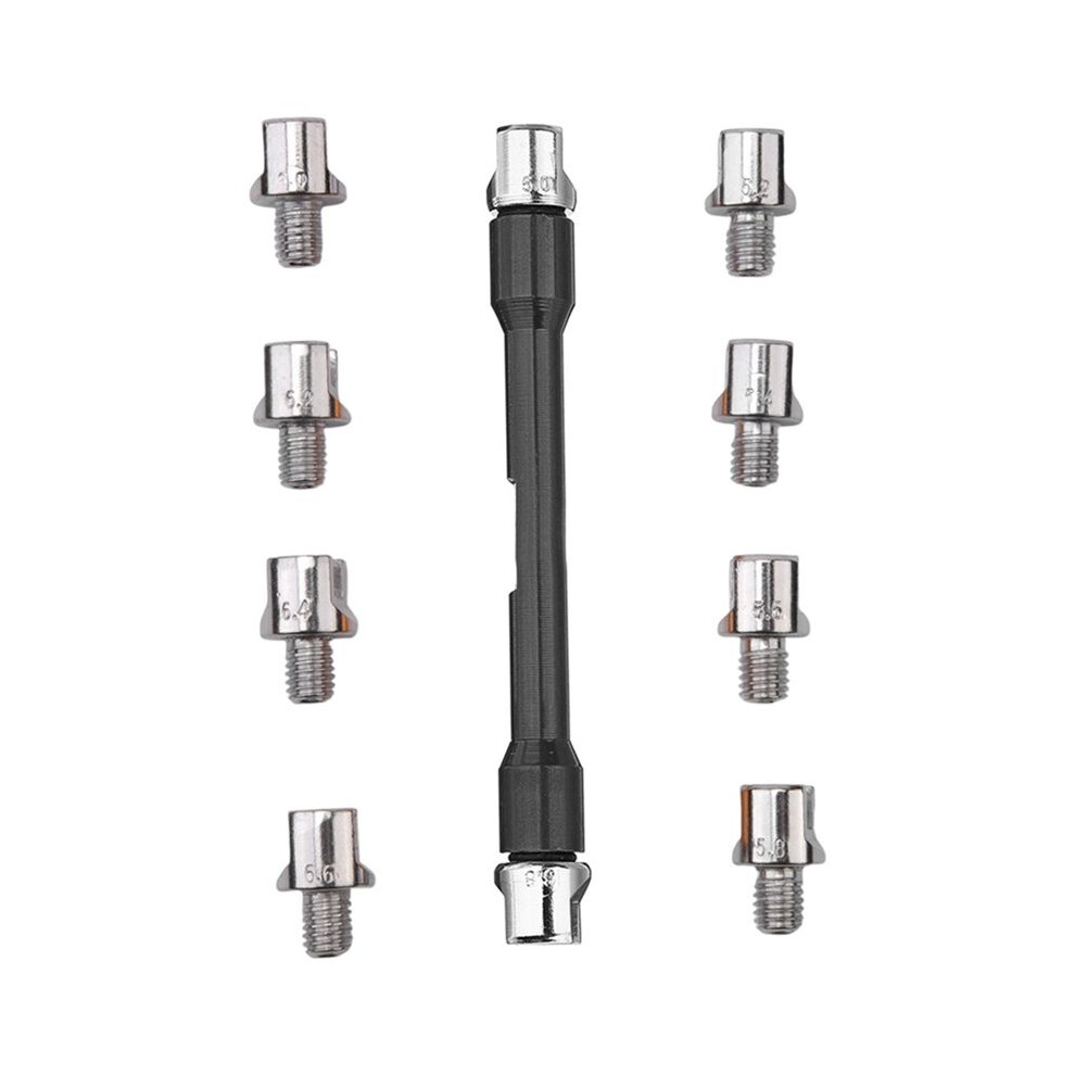 Motorcycle Handle Spoke Wrench Cnc Spanner Set 5.0-6.8 Length 93Mm/3.7In For Most Motorbike Tire Repair Wrench Black 6031591801367
