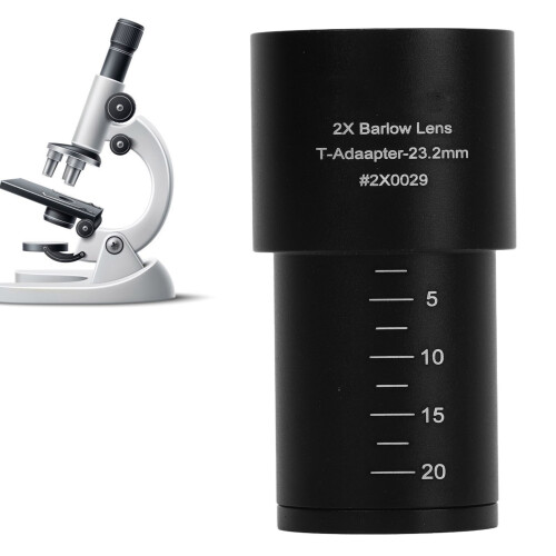 Objectif oculaire multiplicateur 2X pour microscopes, corps en alliage d'aluminium 23,2 mm