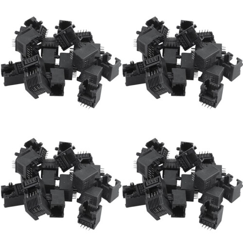 80pcs RJ45 8P8C Computer Internet Network PCB Jack Socket Black