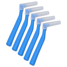 5 Pcs Blue Interdental Brushes with L-Shaped Design for Tooth & Braces Cleaning