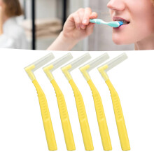 Enhance Oral Care with 5pcs Yellow L-Shaped Interdental Brushes