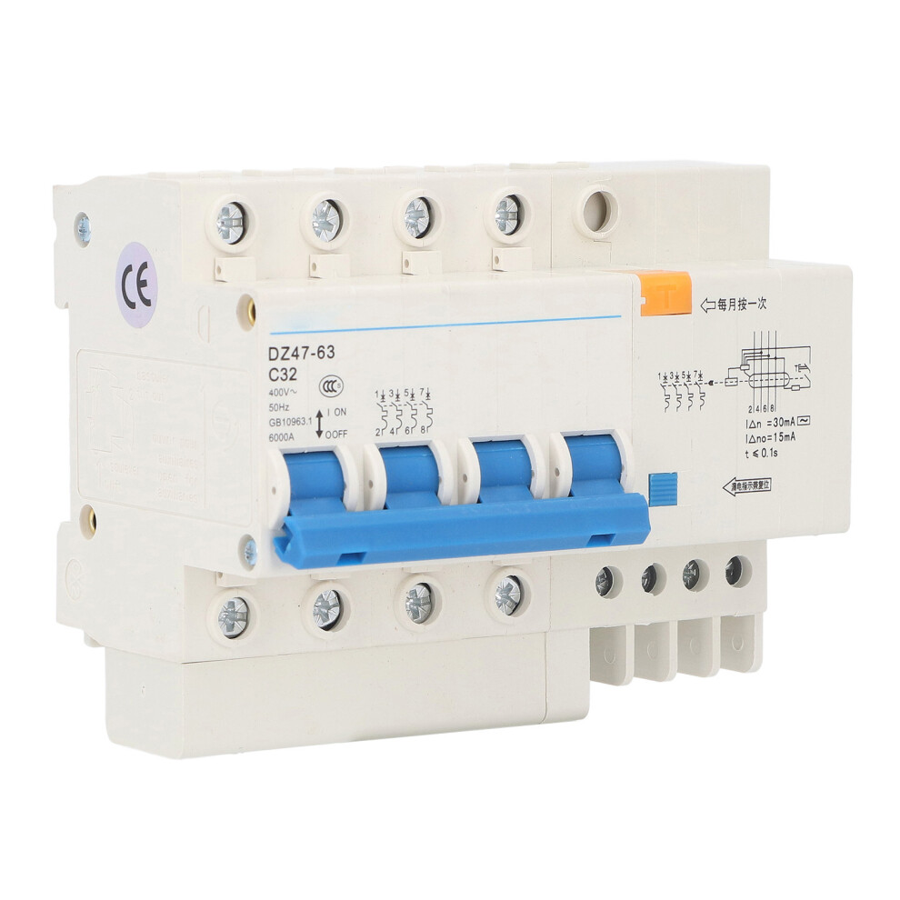 Dz47-63 C32 Mini 4P Din Rail Mcb Circuit Breaker 6000A 400V 8071375229466