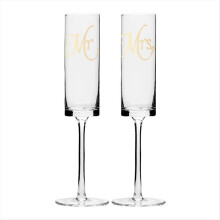 Mr&Mrs Crystal Champagne Flutes Set of 2,Bride & G