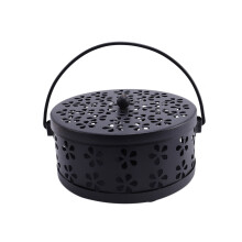 Nordisch Retro Metall Hohles Blumenmuster Moskito Spule Halter Garten Brenner MüCken Schutz Box Schwarz