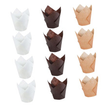 Tulip Shape Cake Wrappers Disposable Greaseproof Baking Cups Easy DeNesting Multicolor Paper Liners For Muffins Cupcakes