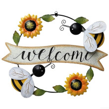 Aesthetic Iron Welcome Sign Nature Elements Design For Home Greeting 12x8 Inches Rustic Finish Wall Mounted