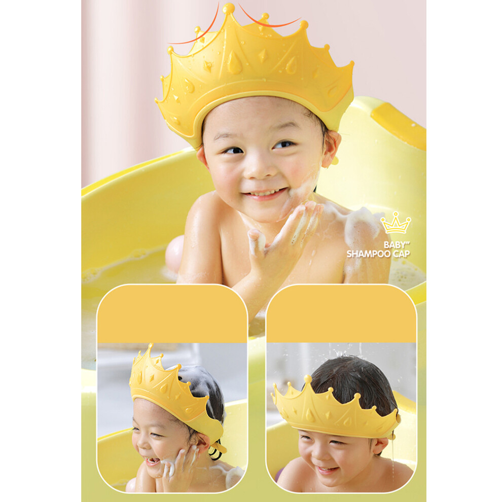 Baby Shower Cap Silicone Crown Shape Waterproof Ear Protection Toddler Yellow