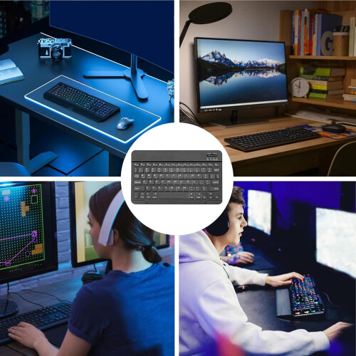 Wireless Keyboard Bluetooth Slim Rechargeable Ergonomic Low Profile for PC Laptop Tablet Smartphone 2