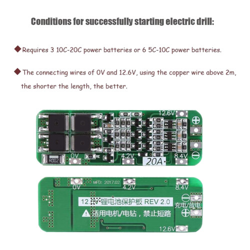 2PCS 3S 20A BMS Lithium Battery 18650 Charger Protection Board PCB BMS 12.6V Cell Charging Protecting Module 1