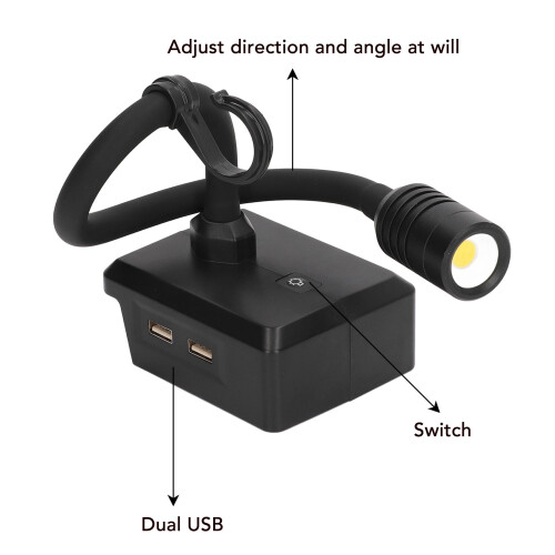 Aufladbare LED-Gelenkarbeitsleuchte mit 2 USB-Anschlüssen, IP65 2