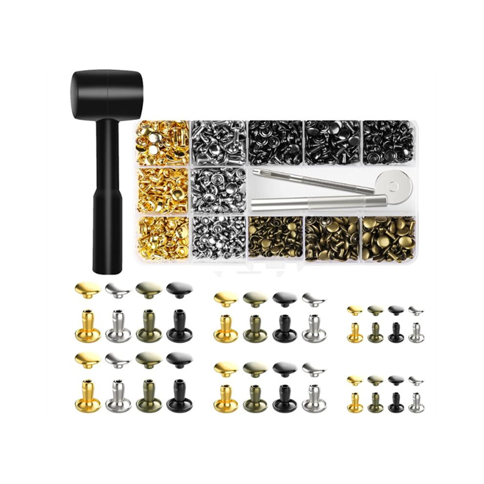 480 Sets Leather Rivets, Double Cap Rivets Tubular 4853202265076