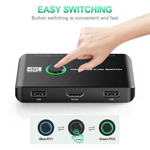 4K KVM Switch USB -Compatible Switches for 2 Compu 2