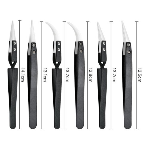6Pcs Precision Reverse Ceramic Tweezers Set, Resis 1