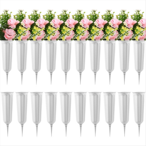 20 Pack Cemetery Vases with Spikes,Plastic for Flo