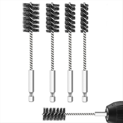 4Pcs Stainless Steel Wire Brush for Drill Bore Set