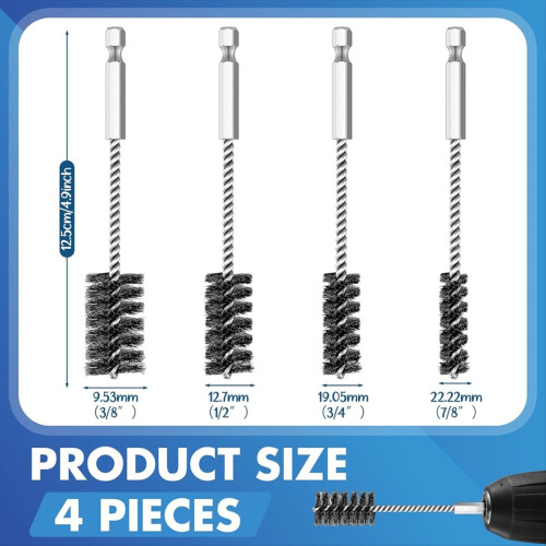 4Pcs Stainless Steel Wire Brush for Drill Bore Set 2