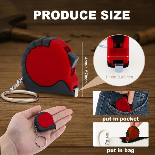 Mini Tape Measure Keychain Set, 3 Ft Retractable, 2