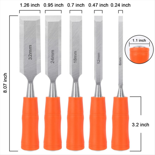 5 Piece Wood Chisel Sets Woodworking Tools Set, Ch 2