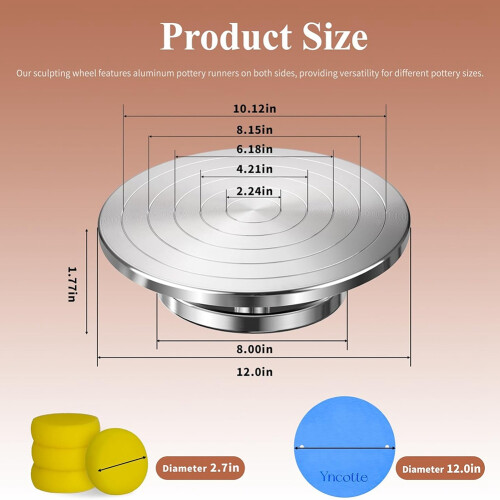 12 Inch Sculpting Wheel, Double-Sided Pottery Turn 1