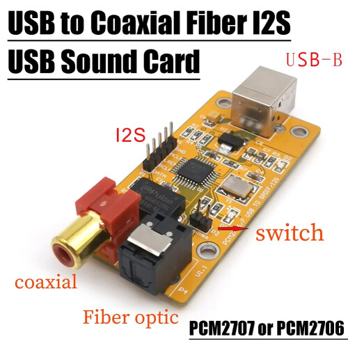 USB Sound Card to Coaxial Fiber I2S / Decoder Chip 2