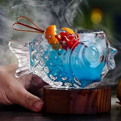 Transparent Fish Shape Bar Cocktail Glass Party Th 1