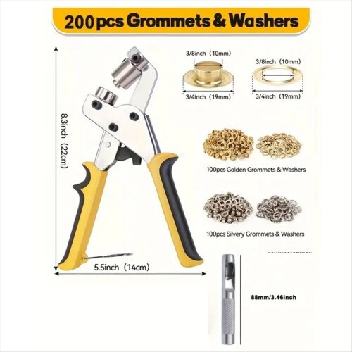 3/8 Inch 10mm Grommet Pliers Kit Handheld Hole Pun 2