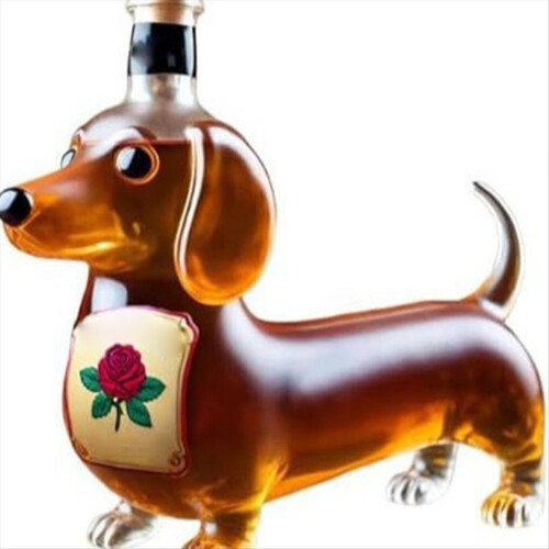 Dachshund Dog Whiskey Bottle,3D Sculpted Shape Gla