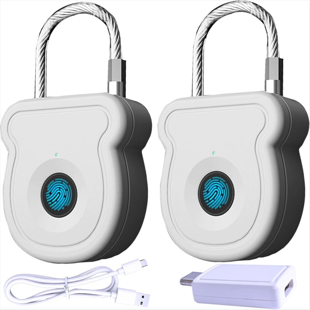 2Pcs Fingerprint Padlock 20 User For Lockers,For L 4853202212704