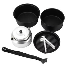 5-Piece Non-Stick Camping Cookware Set with Kettle, Ideal for Outdoor Cooking and Camping Adventures, Easy to Clean