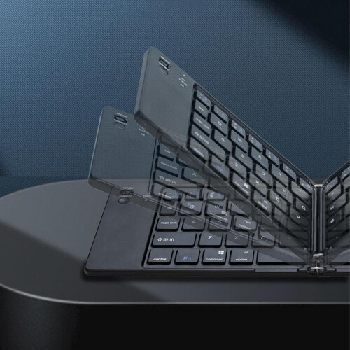 Wireless Folding Keyboard Bluetooth, Rechargeable, Lightweight, Twofold, Portable, Low Noise, Compact, Office 2