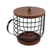 Caja de Almacenamiento para Café, Cesta de Almacenamiento , con Base de Madera y Tapa, Adecuada para Cocina y Oficina.