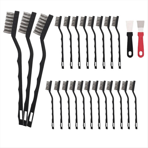 20 Pcs Mini Wire Brush Stainless Steel Set, Curved