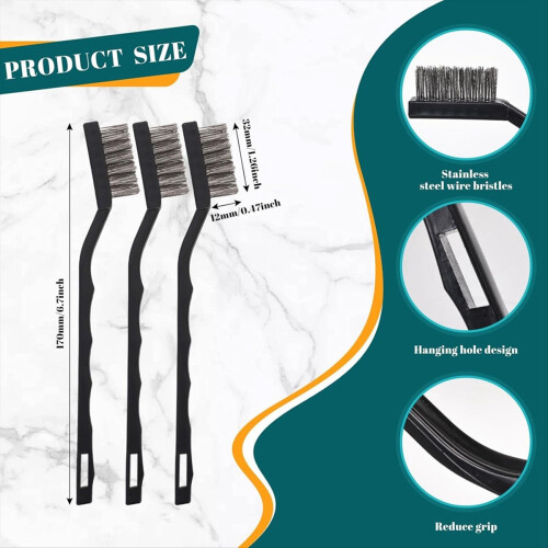 20 Pcs Mini Wire Brush Stainless Steel Set, Curved 1